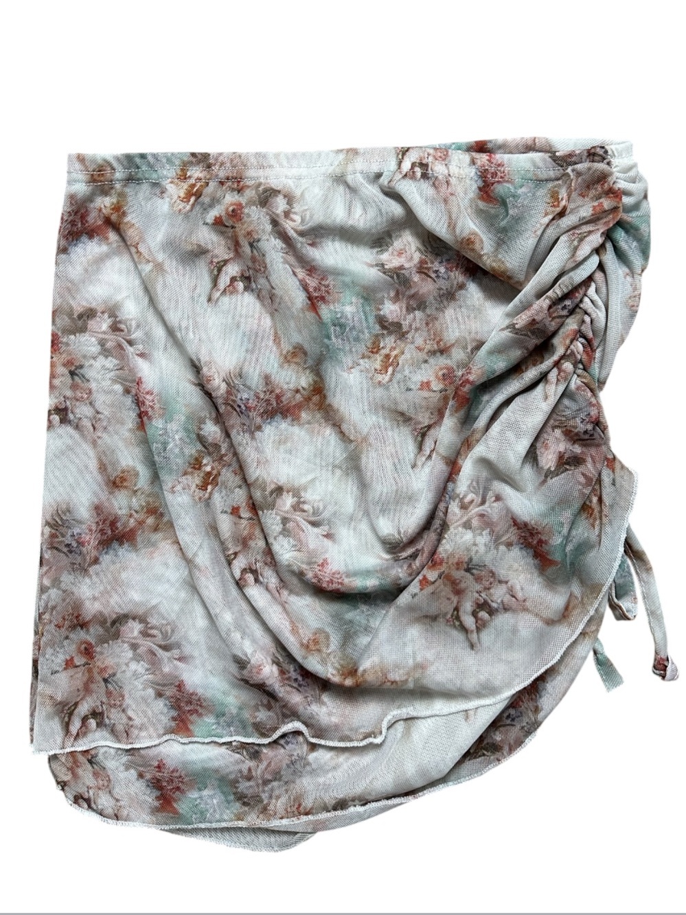 NWT PrettyLittleThing Floral Ruched Asymmetrical Mini Skirt in Multi-Tone